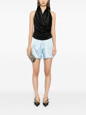 Tom Ford Clear Blue Silk Shorts — Logo Waistband