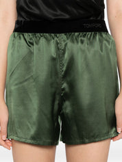 Tom Ford Green Silk Shorts — Elegant Loungewear