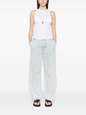 Sabina Cotton Mock‑Neck Tank — White