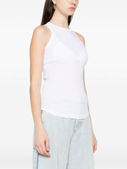 Sabina Cotton Mock‑Neck Tank — White