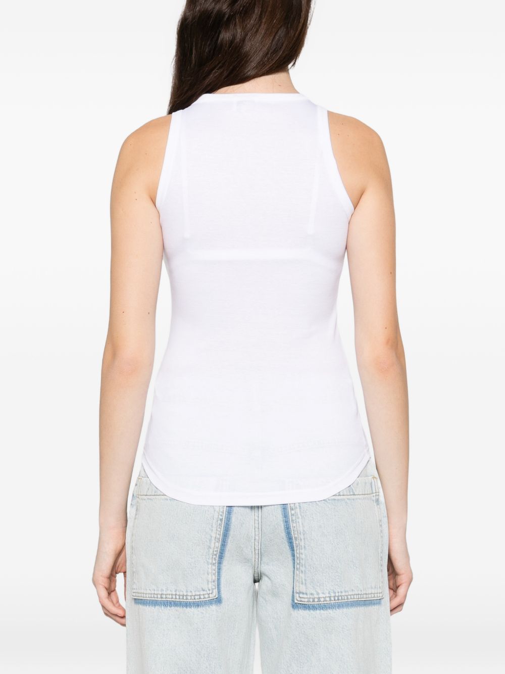 Sabina Cotton Mock‑Neck Tank — White
