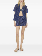 Tory Burch Blue Silk-Blend Shorts — Lightweight Loungewear