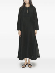 Tory Burch Sea Black Linen–Silk Kaftan