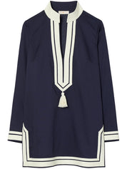 Tory Burch Blue Cotton Tunic — Effortless Dress Elegance