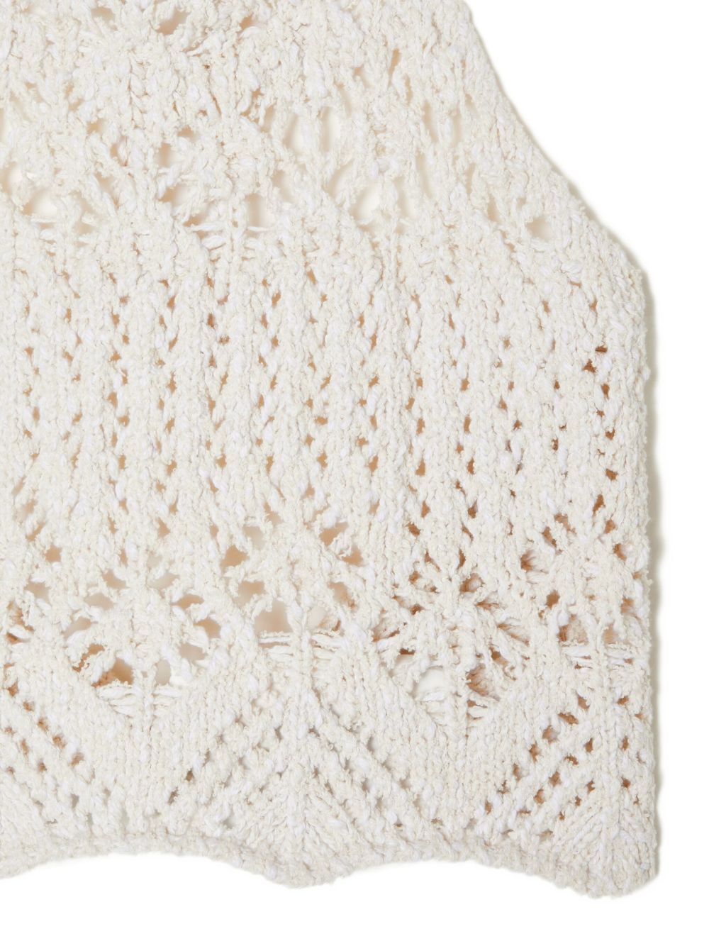Alanui Top Cream — Crochet Knit Halterneck Top