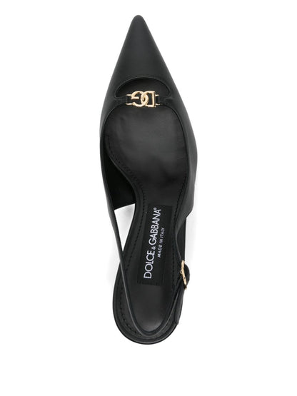 Dolce & Gabbana Black Leather Slingback Pumps