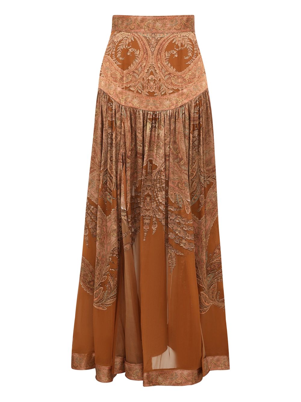 Zimmermann Skirts Brown — Paisley Gathered Skirt