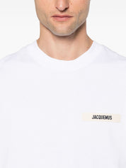 JACQUEMUS White Silk & Cotton Logo T‑Shirt