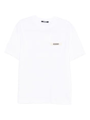 JACQUEMUS White Silk & Cotton Logo T‑Shirt