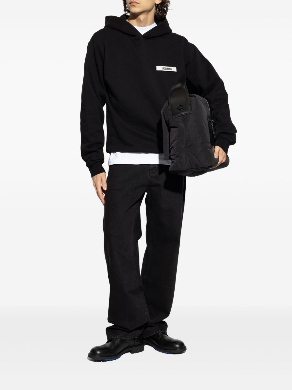 JACQUEMUS Sweaters Black — Silk & Nylon Le Hoodie