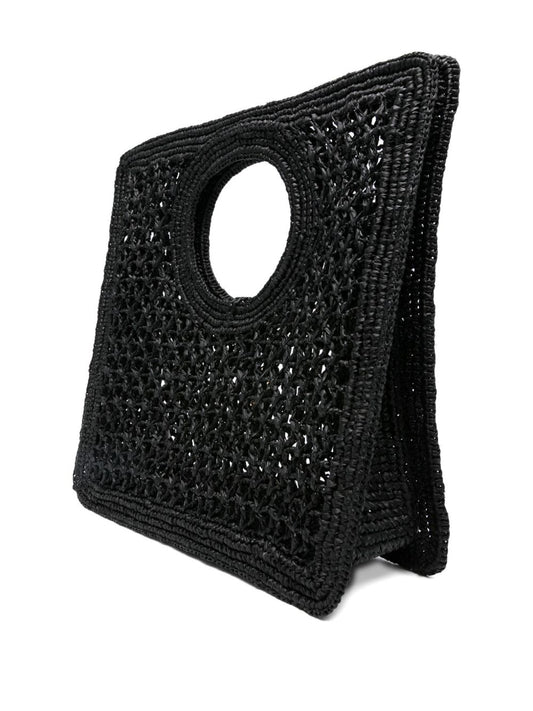 JACQUEMUS Black Raffia Handbag — Le Petit Carré Spiaggia