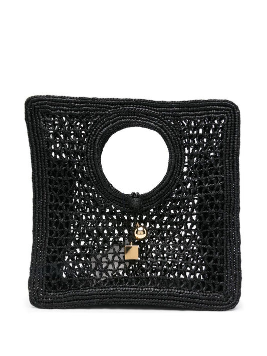 JACQUEMUS Black Raffia Handbag — Le Petit Carré Spiaggia