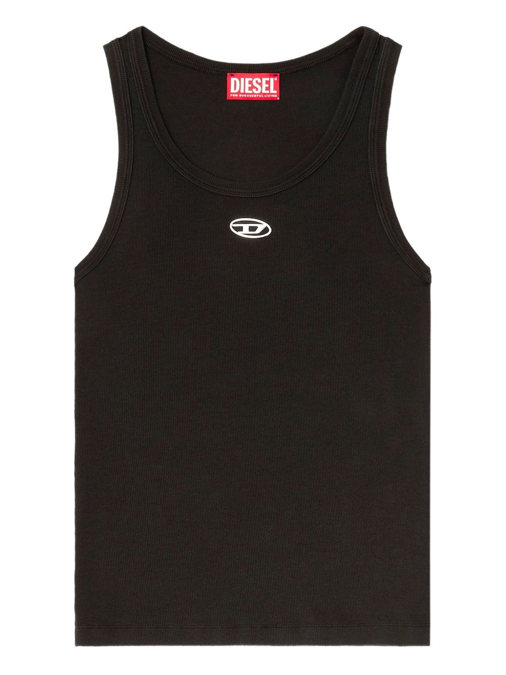 Diesel Black Ribbed Logo Tank — Sleeveless Cotton Top