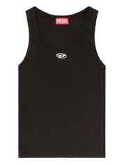 Diesel Black Ribbed Logo Tank — Sleeveless Cotton Top