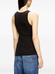 Diesel Black Ribbed Logo Tank — Sleeveless Cotton Top