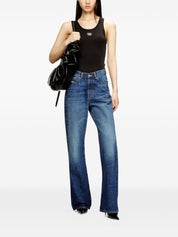 Diesel Black Ribbed Logo Tank — Sleeveless Cotton Top