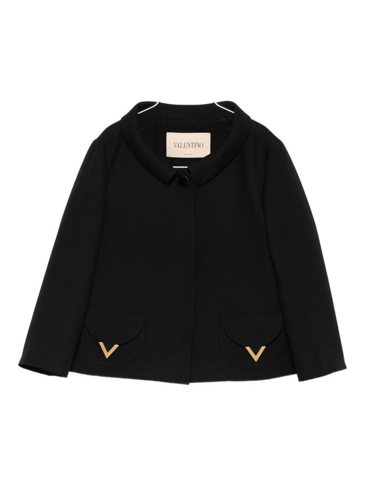 Valentino Jackets Black — Wool & Silk VLogo Jacket