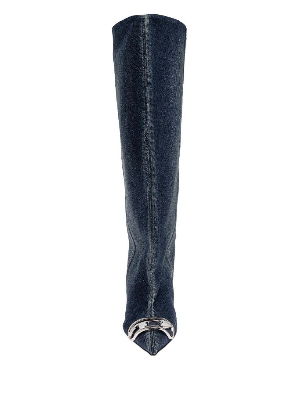 Diesel Blue Denim Boots — Slouchy Pointed-Toe Pull-On