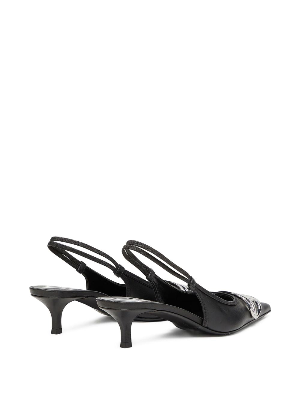 Diesel With Heel Black — Leather Kitten Heels
