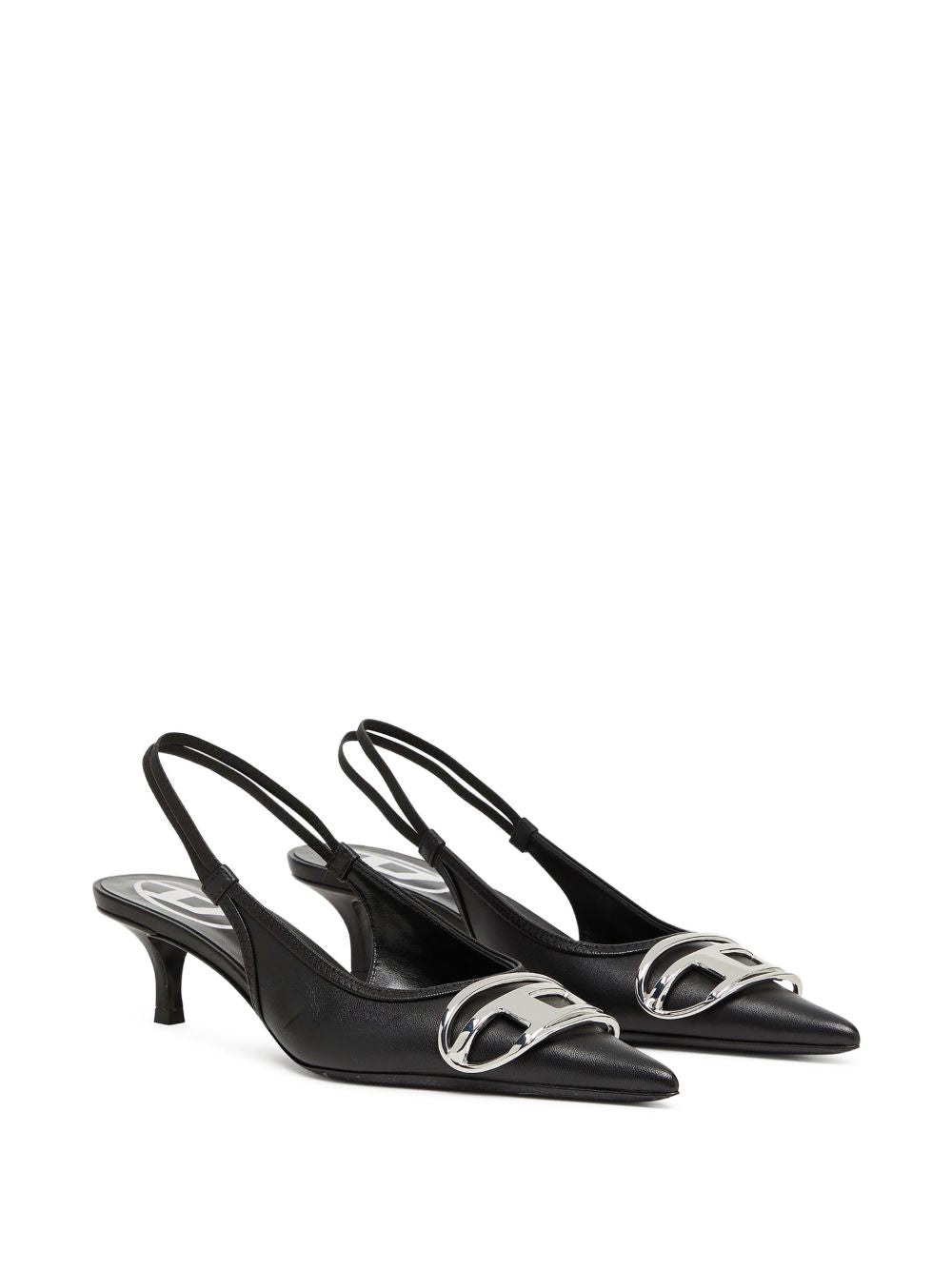 Diesel With Heel Black — Leather Kitten Heels