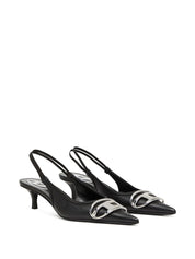 Diesel With Heel Black — Leather Kitten Heels