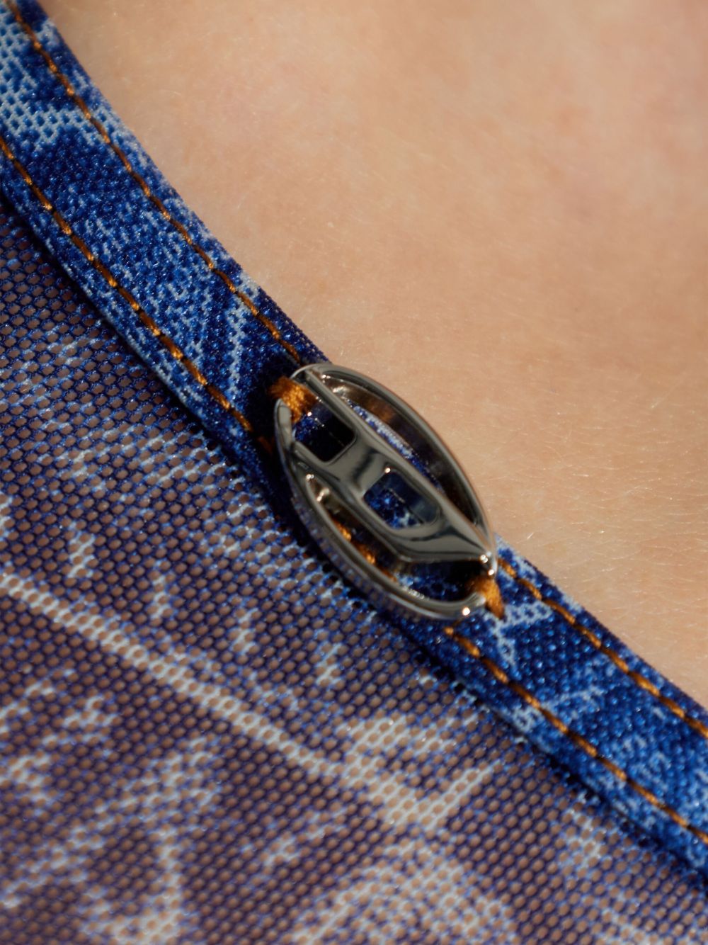 Diesel Blue T‑Shirts & Polos — Elegant Denim Print Tops