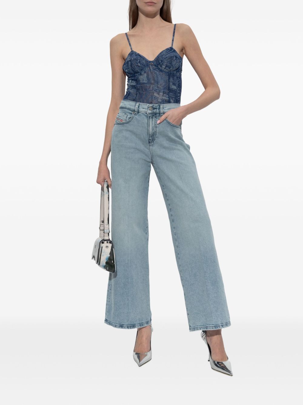Diesel Top Blue — Sculpted Printed Bodysuit