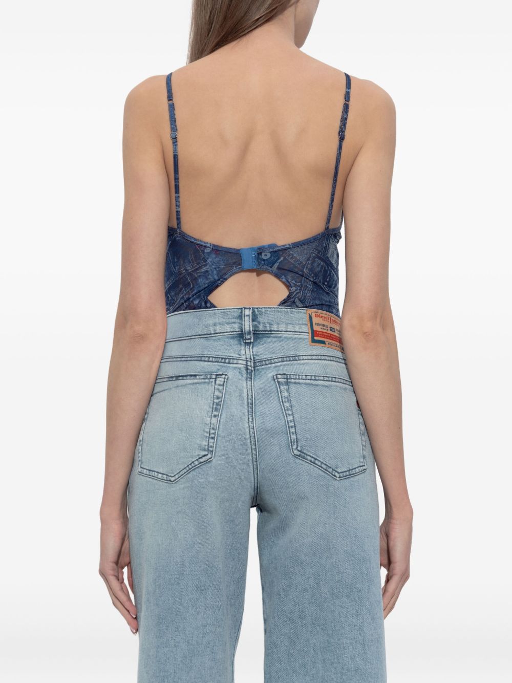Diesel Top Blue — Sculpted Printed Bodysuit
