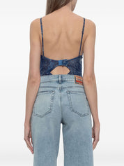 Diesel Top Blue — Sculpted Printed Bodysuit