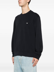 Emporio Armani Sweaters Blue — Cotton Crewneck for Men