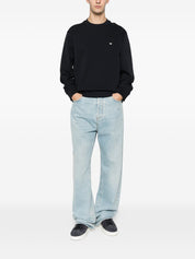 Emporio Armani Sweaters Blue — Cotton Crewneck for Men