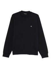Emporio Armani Sweaters Blue — Cotton Crewneck for Men