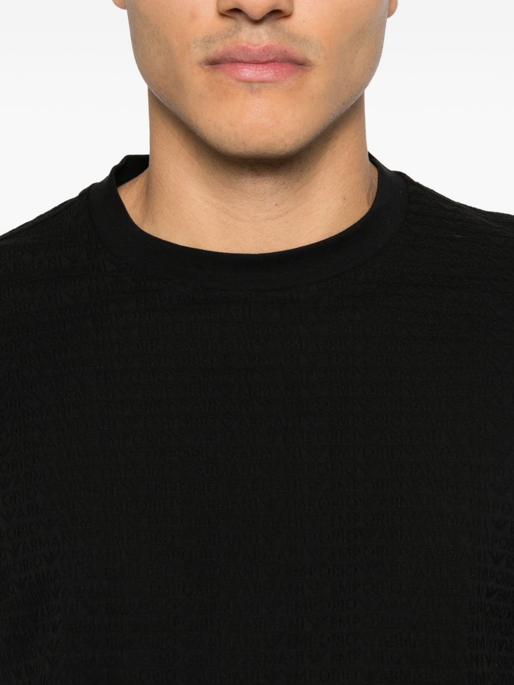 Emporio Armani Black Logo Cotton T‑Shirt