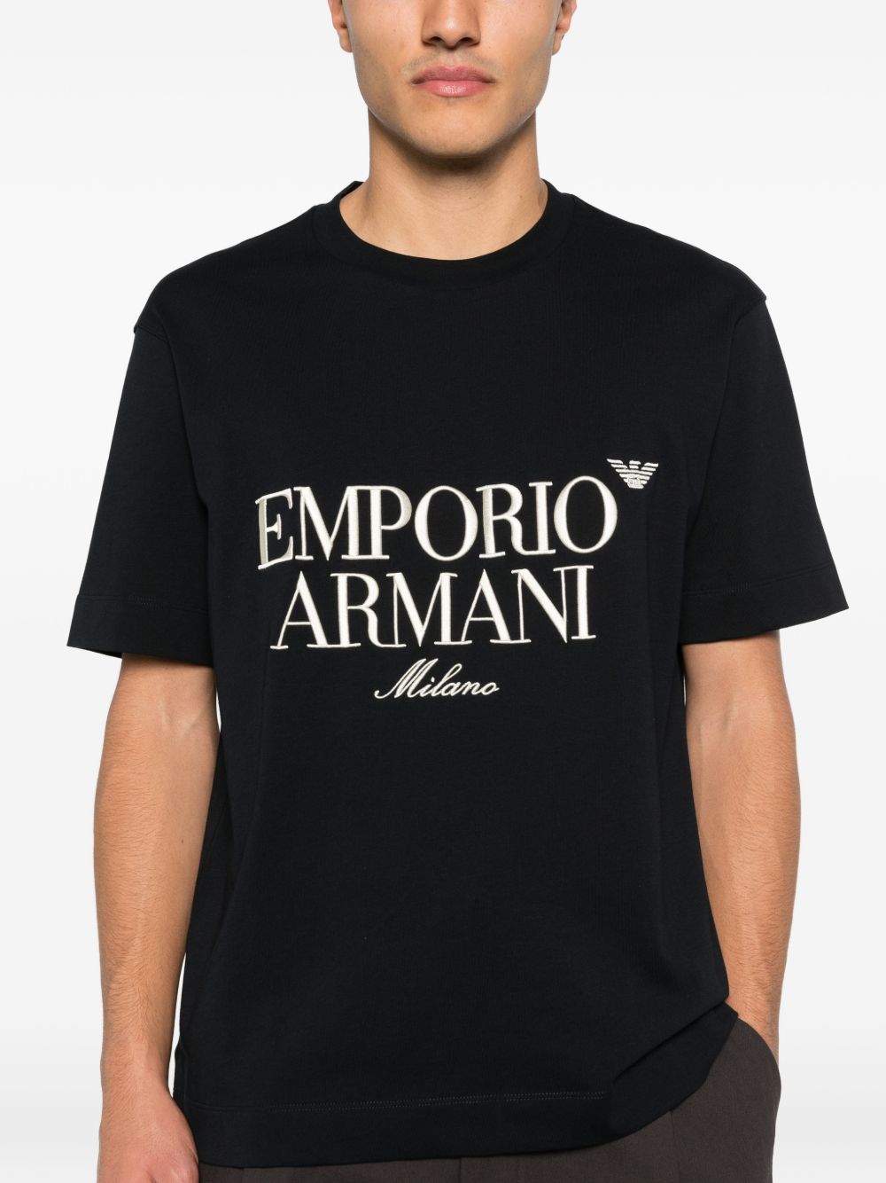 Emporio Armani Blue T-shirts & Polos — Men's Topwear
