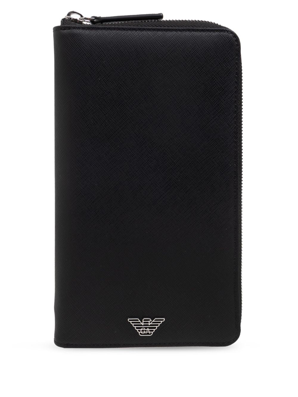 Emporio Armani Wallets Black — Sleek Zip Bi‑Fold Wallet