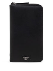 Emporio Armani Wallets Black — Sleek Zip Bi‑Fold Wallet