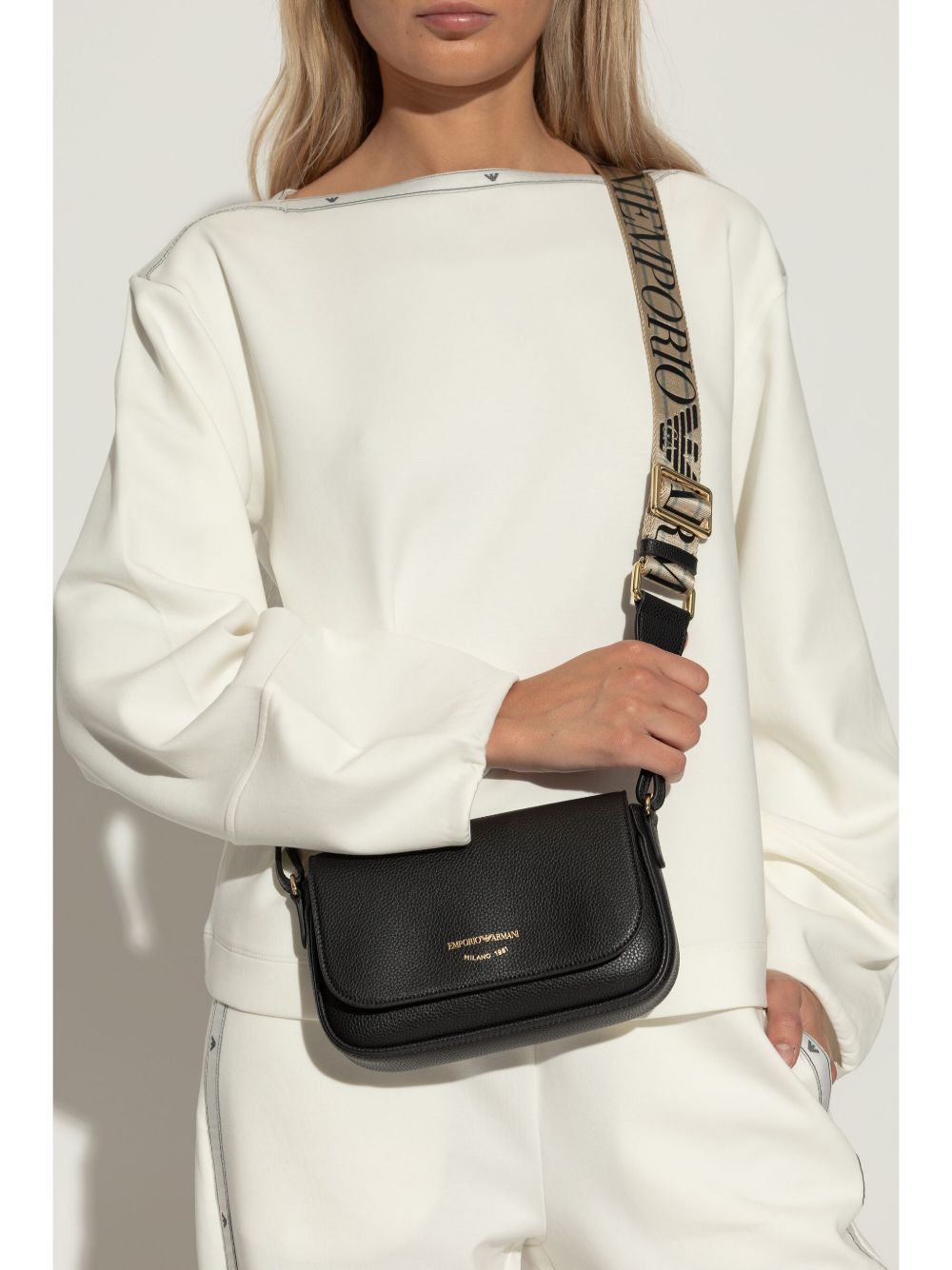 Emporio Armani Black Shoulder Bag — Flap Crossbody