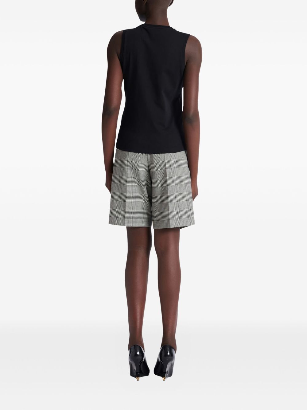 Balmain Black Cotton Brush Print Top for Women