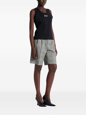 Balmain Black Cotton Brush Print Top for Women