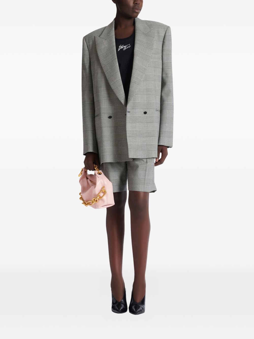 Balmain Black Cotton Brush Print Top for Women