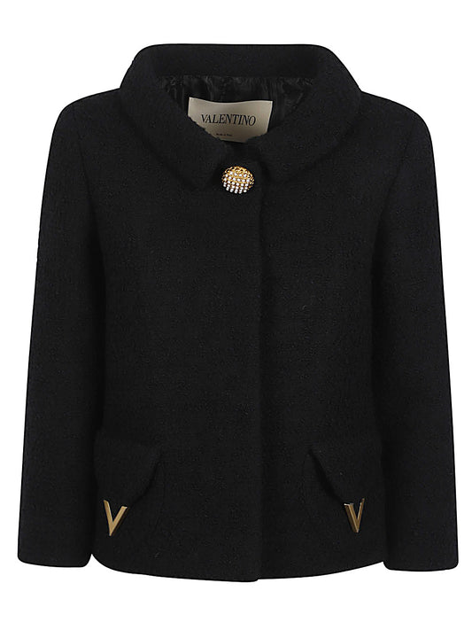 Valentino VLogo Wool Jacket — Black Tailored Jacket