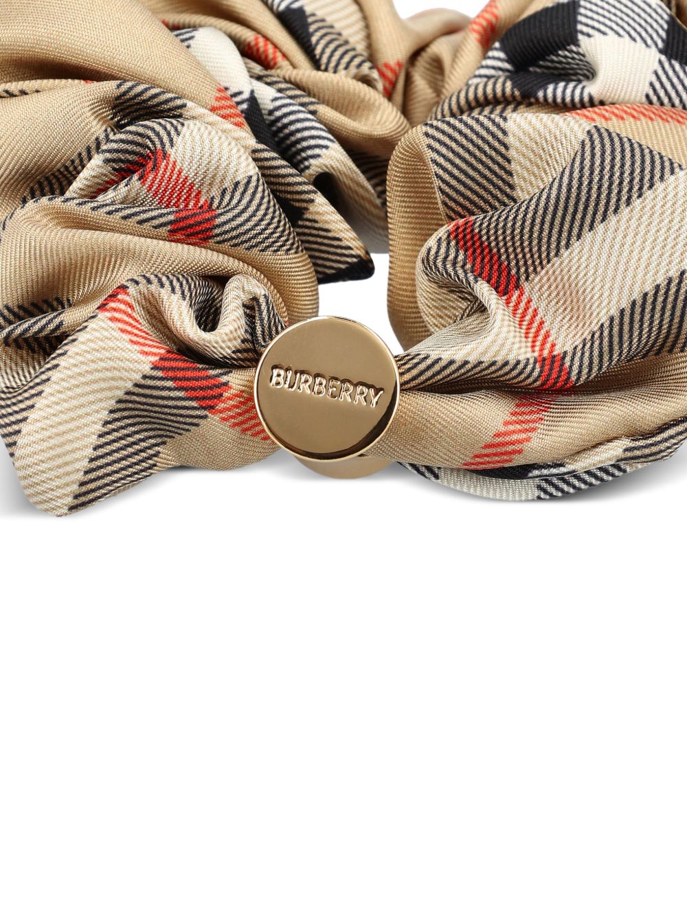 Elevate Your Style with Burberry's Beige Silk Scrunchie