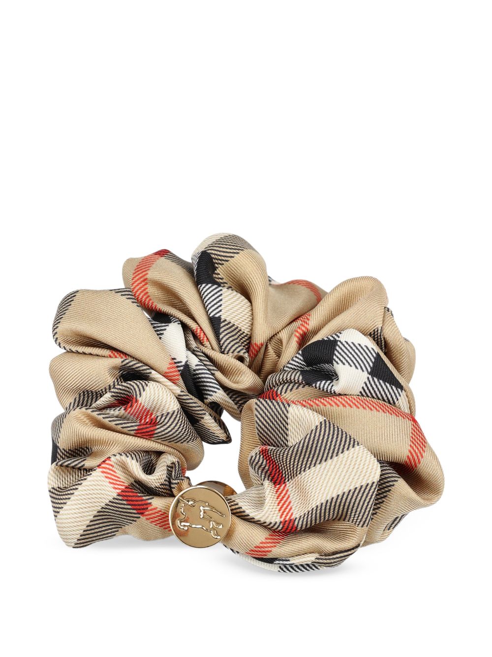 Elevate Your Style with Burberry's Beige Silk Scrunchie