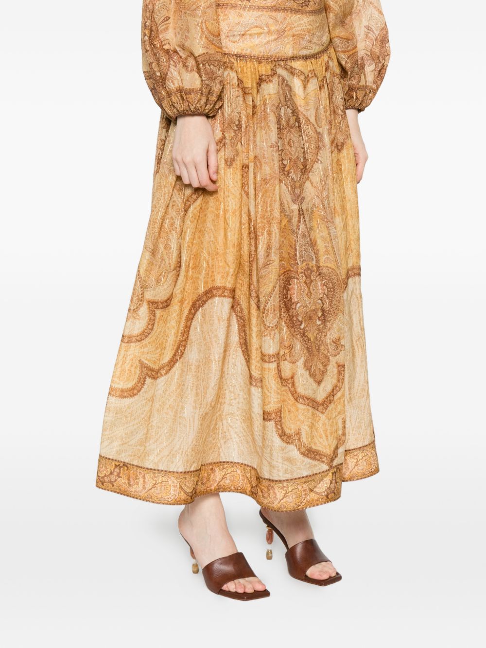 Zimmermann Beige Skirts — Wanderlust Cotton‑Silk Maxi
