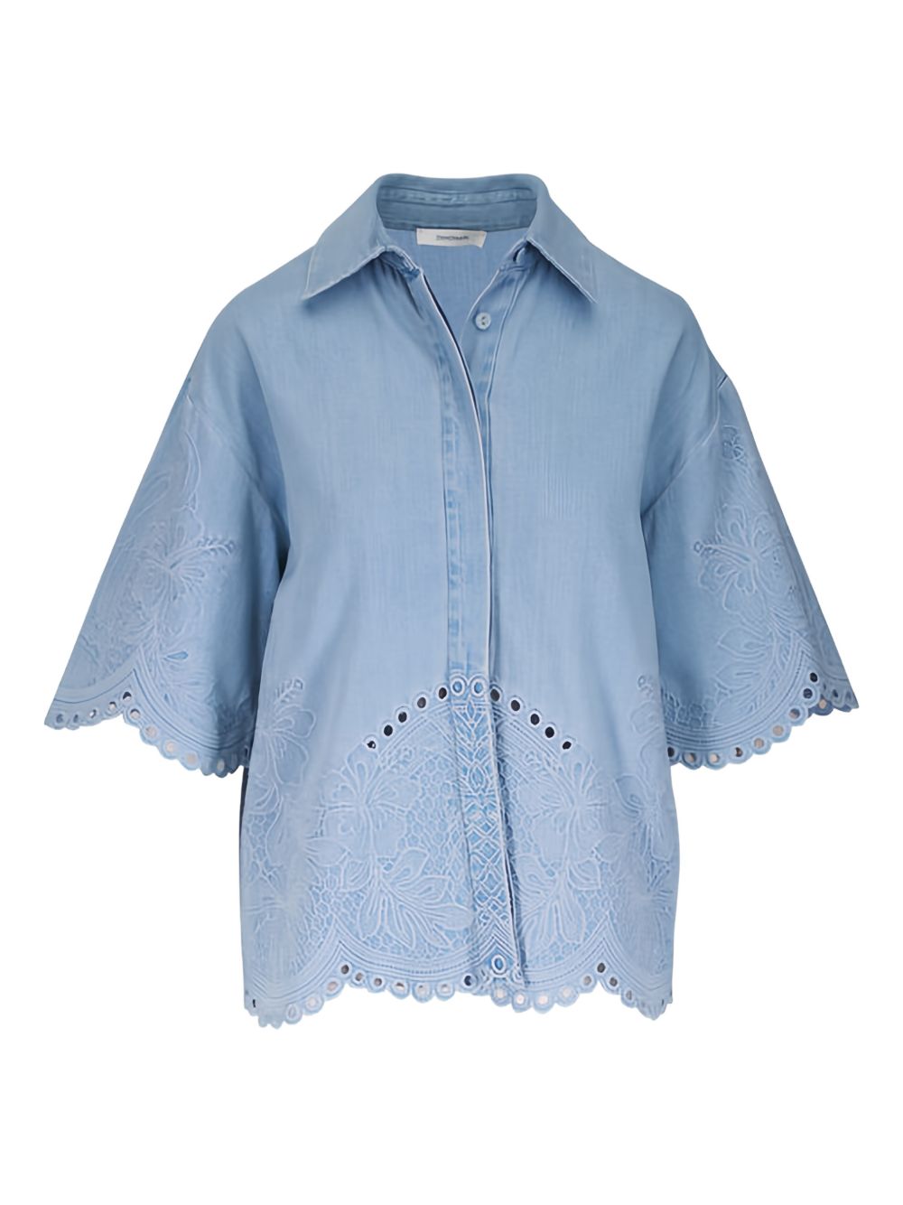 Zimmermann Clear Blue Shirt — Embroidered Daylight Denim