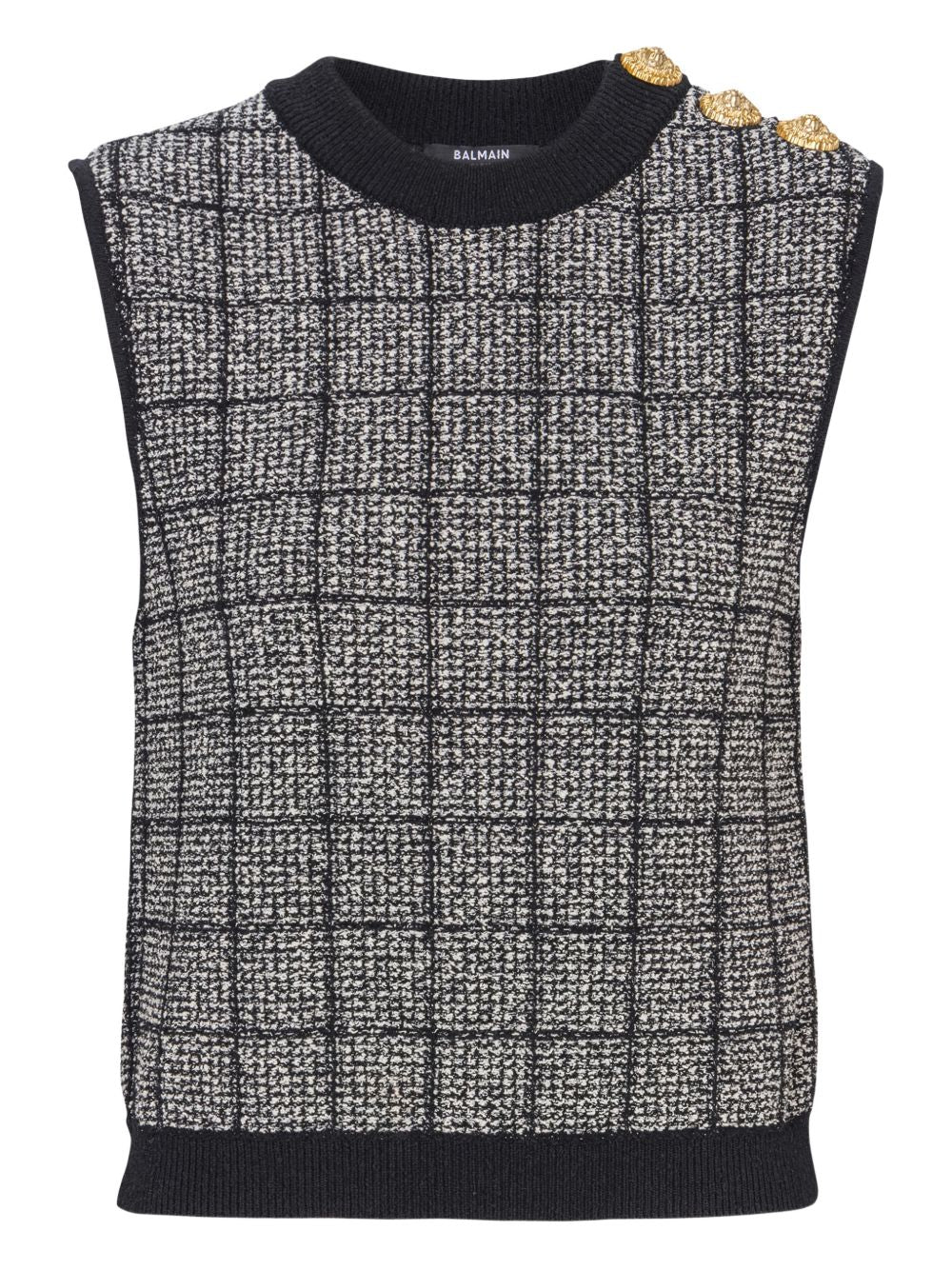 Balmain Black Silk & Nylon Tweed Top for Women