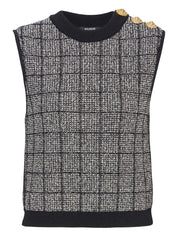 Balmain Black Silk & Nylon Tweed Top for Women