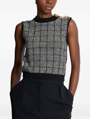 Balmain Black Silk & Nylon Tweed Top for Women