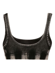 Diesel Underwear Black — Denim-Print Bralette
