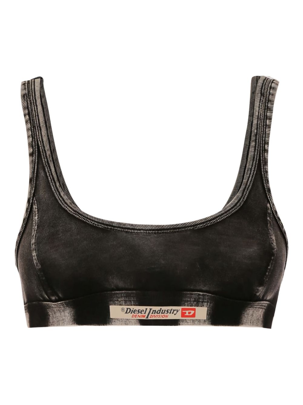 Diesel Underwear Black — Denim-Print Bralette